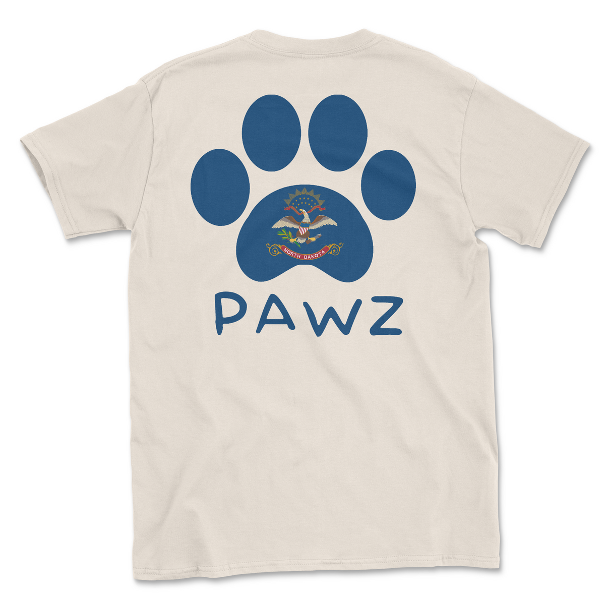 North Dakota Flag Paw (Adult Short Sleeve T-Shirt)