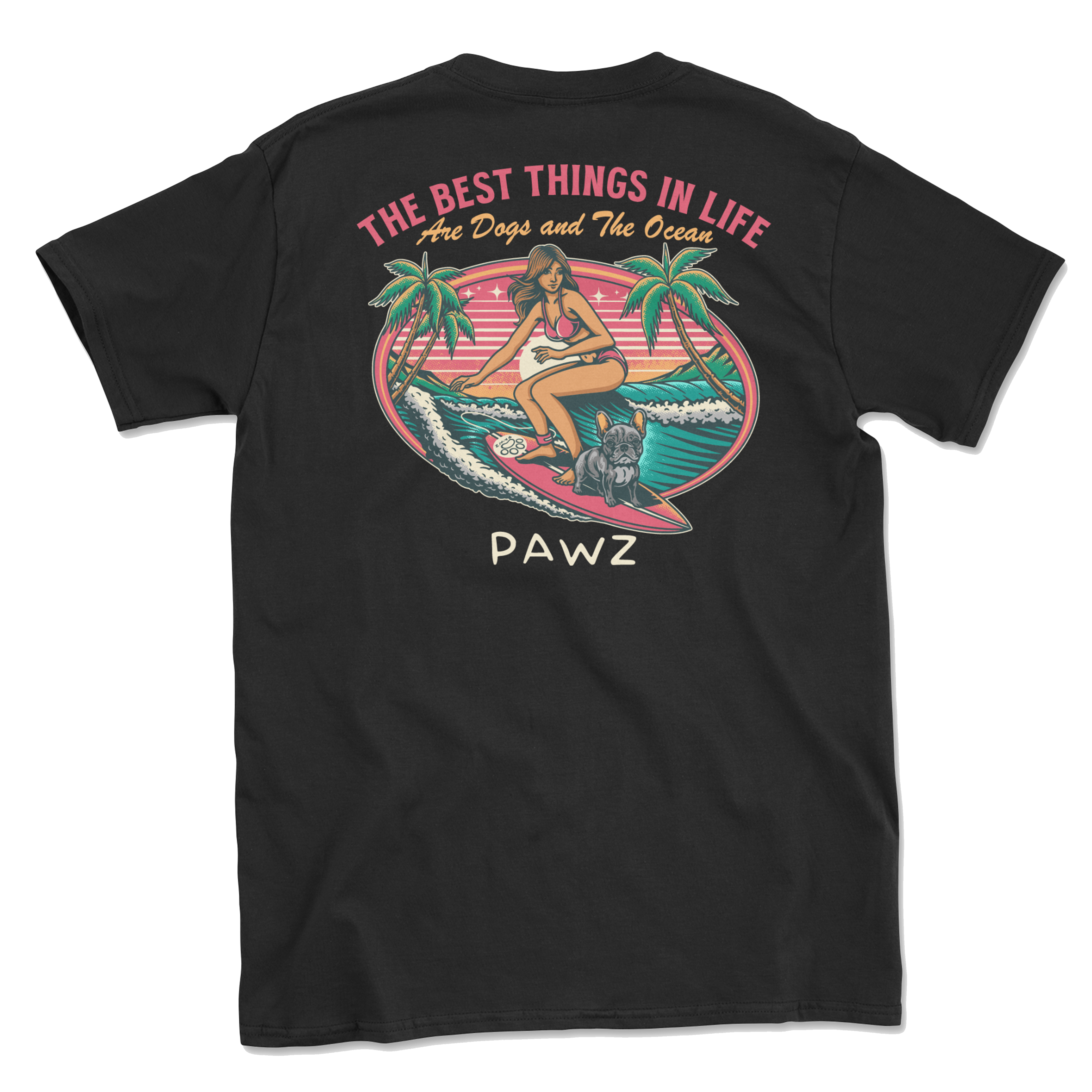 Surf Frenchie (Adult Short Sleeve T-Shirt)