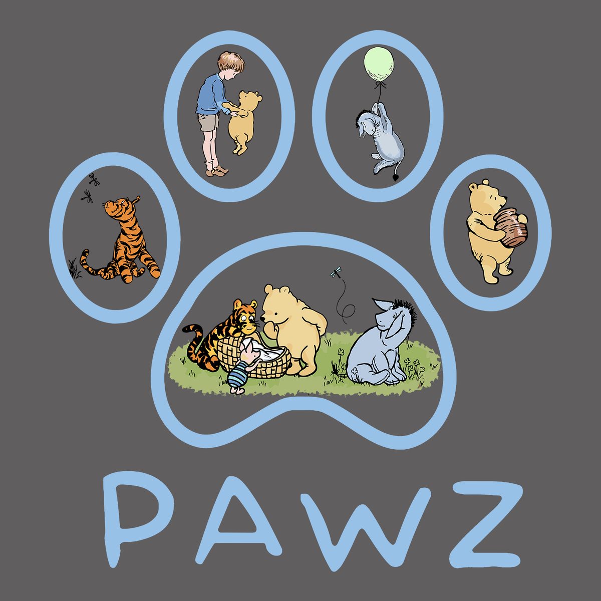 Pooh Paw - Charcoal (Adult Short Sleeve T-Shirt) Limited Edition