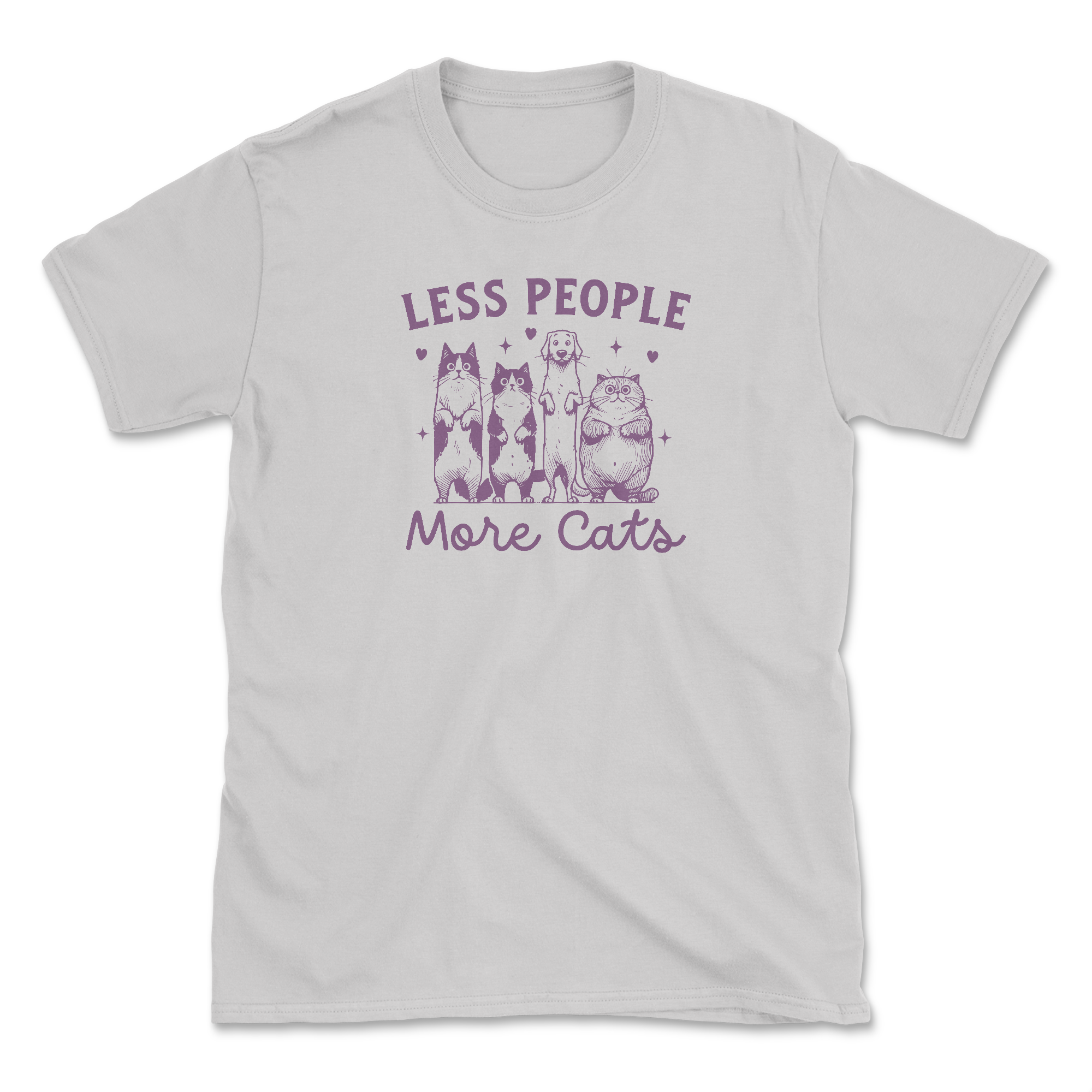 Less People More Cats (Front Print) (Adult Short Sleeve T-Shirt)
