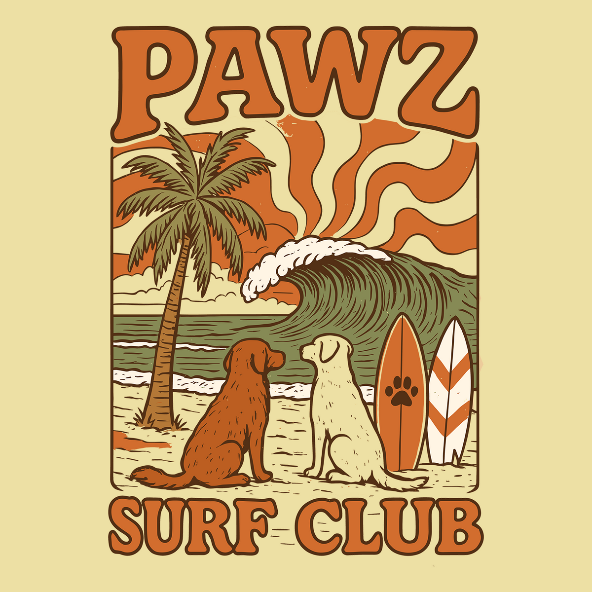 Pawz Surf Club (Adult Short Sleeve T-Shirt)