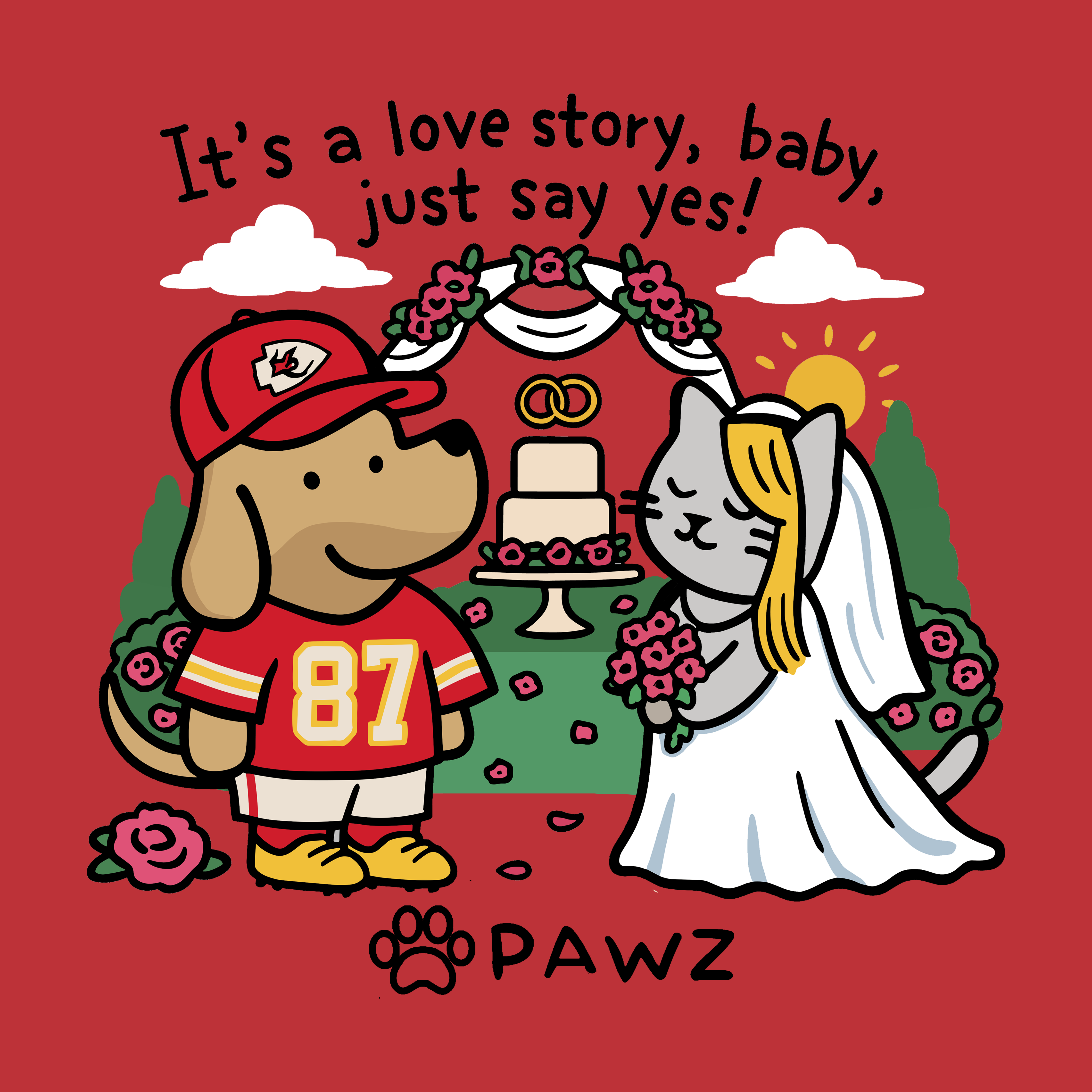 Love Story - (Cherry Red) (Adult Short Sleeve T-Shirt)